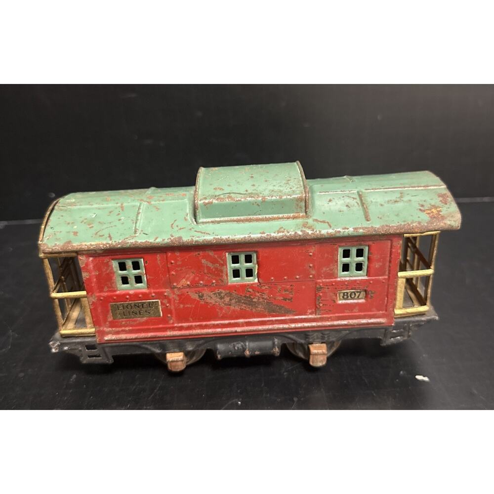 Lionel Prewar #807 O Gauge Caboose Red Green Steel Vintage No Couplers